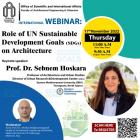 International webinar on Role on UN Sustanable Developmental Goals on Architecture