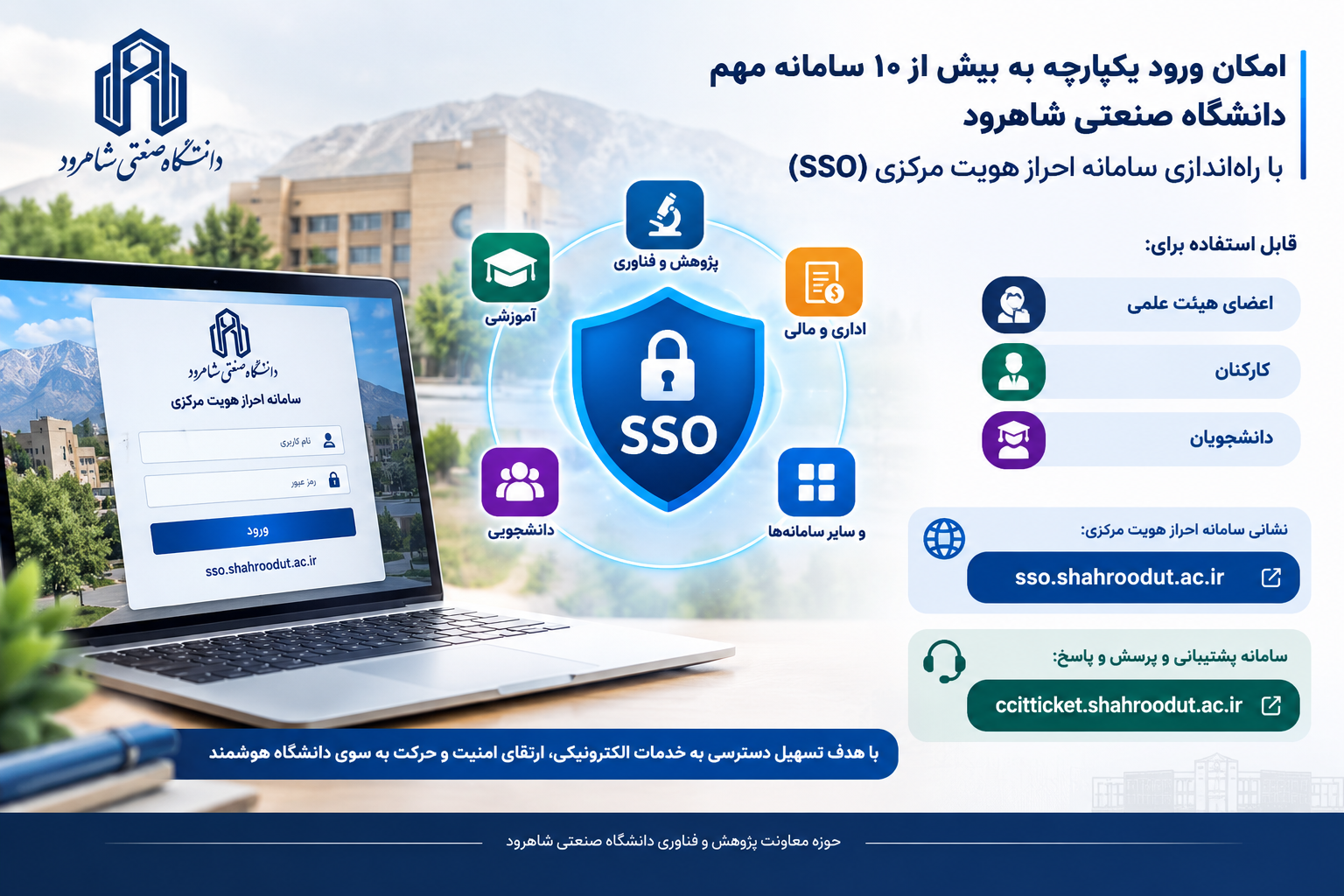 Shahrood University SSO Access Banner